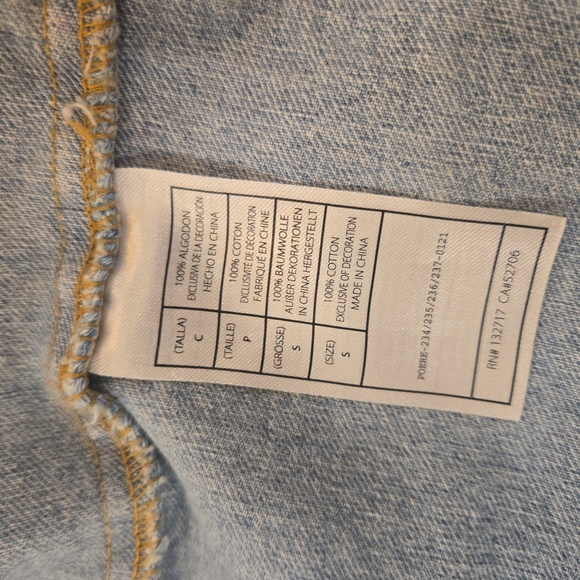 M&M'S Vibes Rainbow Distressed Light Blue Cotton Jean Jacket Womens Size Small - Picture 5 of 12